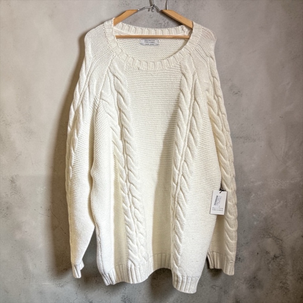Brunette The Label ‘Adele’ Cream Oversized Cable Knit Sweater/Dress XXL/XXXL